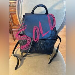 Tory Burch Marion Leather Quilted Backpack Black PRISTINE-- COA Included